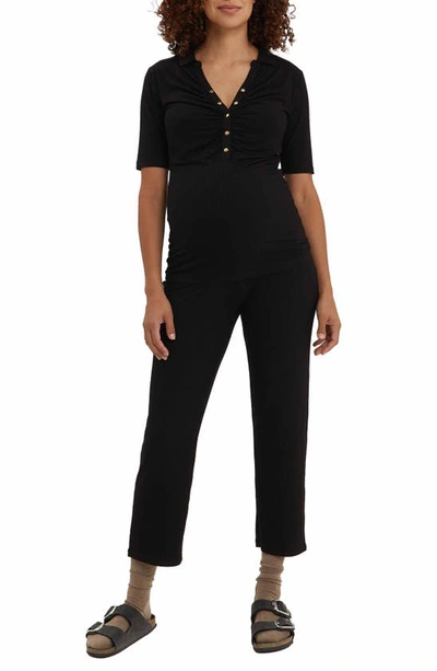 Nom Maternity Calista Ribbed Nursing Top In Black