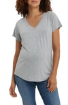 Nom Maternity V-neck Nursing Tee In Heather Grey