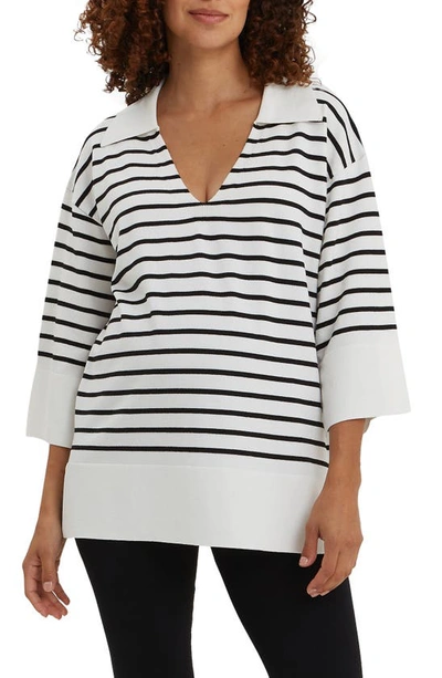 Nom Maternity Suki Stripe Maternity Sweater In Black/white Stripe