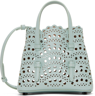 Alaïa Alaia Gris Vert Mina Laser-cut Leather Top-handle Bag In 837 Gray Green