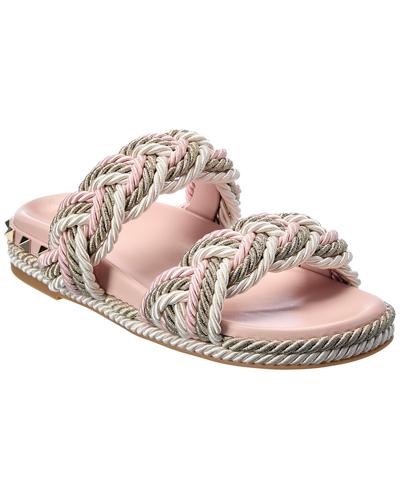 Valentino Garavani Rockstud Rope & Leather Sandal In Pink