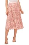 1.state Floral Released Pleat Midi Skirt In Garden Bliss