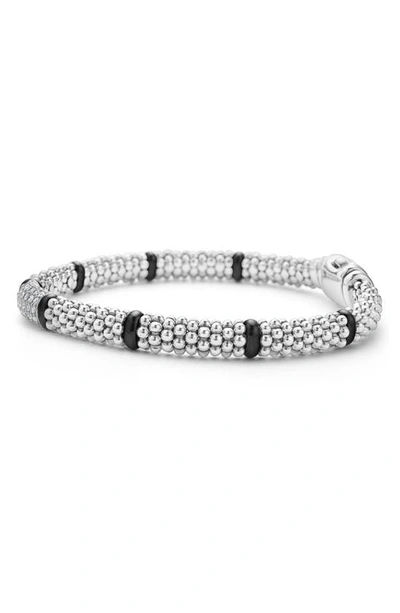 Lagos Sterling Silver Black Caviar Diamond Bracelet