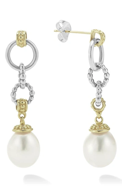 Lagos Luna Freshwater Pearl Drop Earrings In White/gold