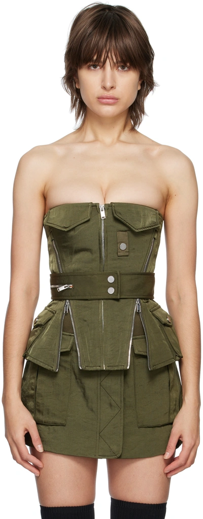 Dion Lee Aviator Strapless Corset Top In Green