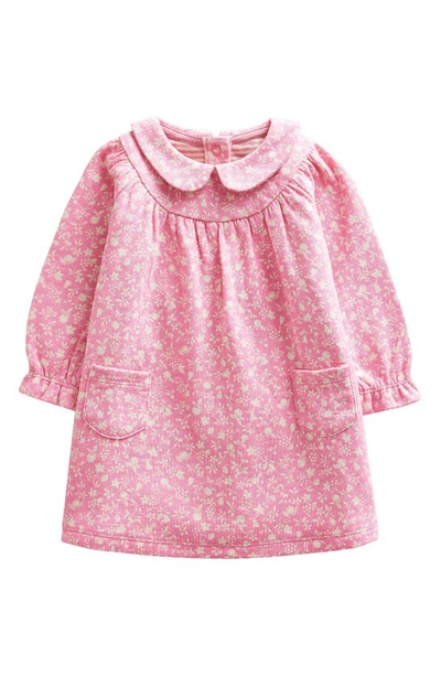 Mini Boden Babies' Floral Double Sided Long Sleeve Dress In Formica Pink Orchard