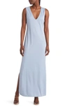 Open Edit Wear Two Ways Knit Midi Dress In Blue Chambray