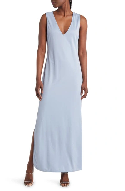 Open Edit Wear Two Ways Knit Midi Dress In Blue Chambray