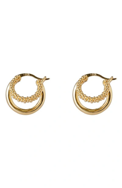 Argento Vivo Sterling Silver Textured Double Hoop Earrings In Gold
