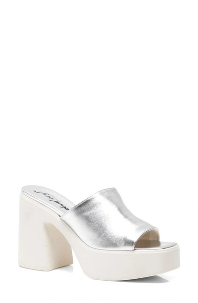 Free People Zoe Platform Slide Sandal In Silver Metallic