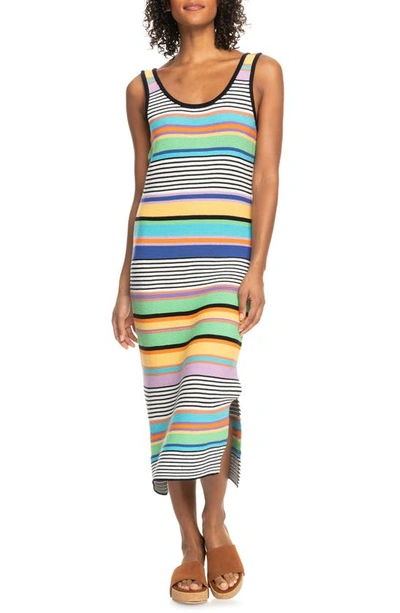 Roxy Sunshine Bouquet Knit Beach Summer Dress In Multi Stripe