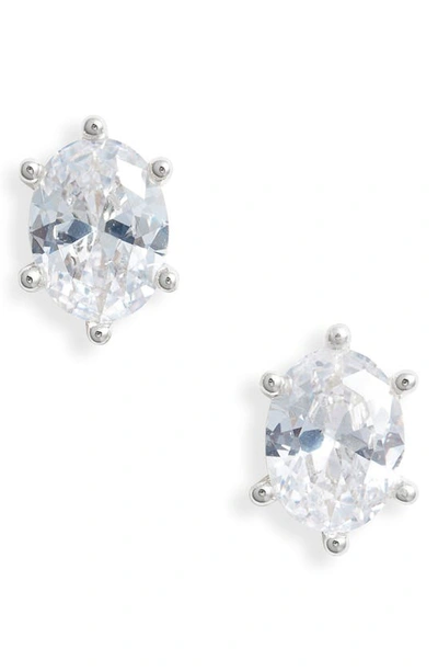 Kendra Scott Cailin Cubic Zirconia Stud Earrings In Rhodium Metal White