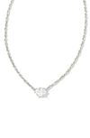 Kendra Scott Cailin Cubic Zirconia Station Necklace In Rhodium Metal/ White
