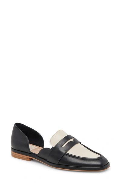 Dolce Vita Moyra D'orsay Penny Loafer In Black/ White Leather