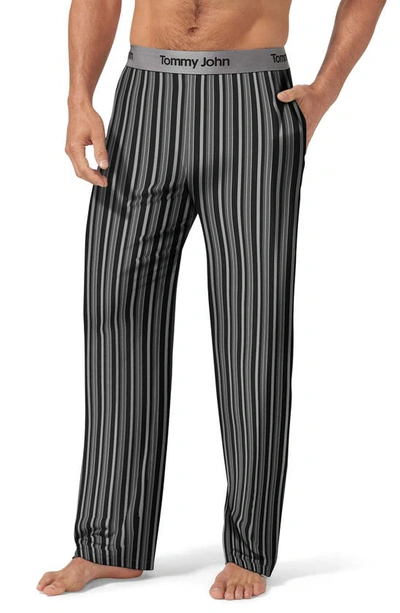 Tommy John Second Skin Sleep Pants In Black Multi Pinstripe