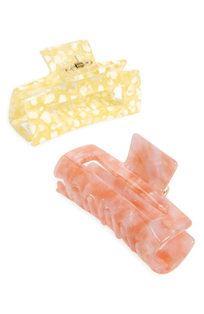 Tasha Assorted 2-pack Rectangular Jaw Hair Clips In Blush Butter