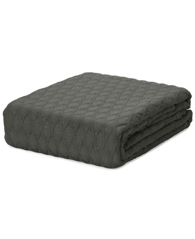 Lauren Ralph Lauren Classic 100% Cotton Blanket, Full/queen In Charcoal Grey