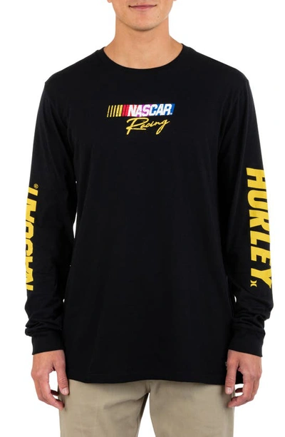 Hurley X Nascar Everyday Flame Long Sleeve Graphic Tee In Black