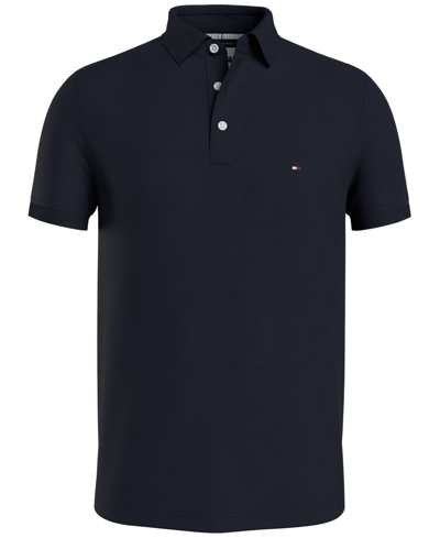 Tommy Hilfiger Men's Cotton Interlock Regular Fit Polo In Black