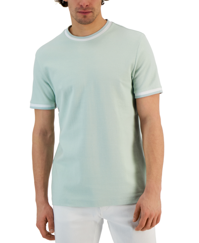 Alfani Men's Tipped Textured Pique T-shirt, Created For Macy's In Minnow