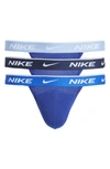 Nike Men's 3-pk. Dri-fit Essential Cotton Stretch Jock Strap In Blue Multi