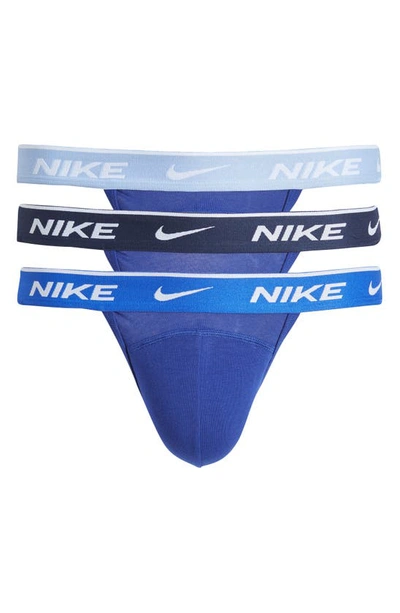 Nike Men's Dri-fit Essential Cotton Stretch Jock Strap In Blue