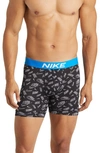 Nike Dri-fit Essential Micro Solid And Logo Boxer Briefs 3-pack In Patterned Blue