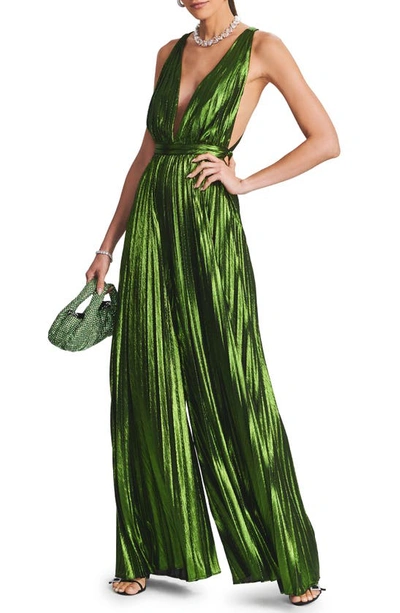 Retroféte Graciane Wide Leg Jumpsuit In Lime