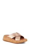 Fitflop F-mode Metallic Slide Sandal In Rose Gold