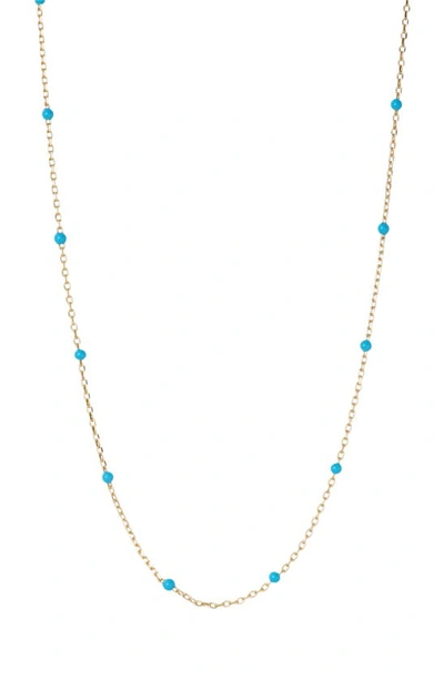 Argento Vivo Sterling Silver Enamel Dot Station Necklace In Gold/ Turquoise