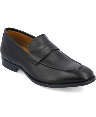 Thomas & Vine Men's Bishop Wide Width Apron Toe Penny Loafer Shoe In Black