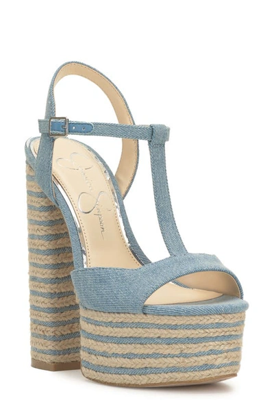 Jessica Simpson Women's Ameeka Ankle-strap Platform Sandals Women's Shoes In Medium Denim