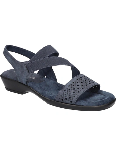 Easy Street Ursina Womens Faux Suede Perforated Slingback Sandals In Blue