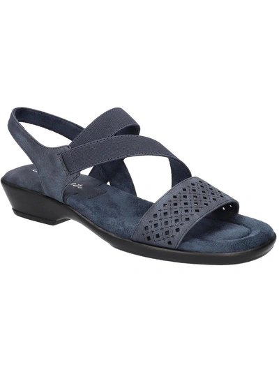 Easy Street Ursina Womens Faux Suede Perforated Slingback Sandals In Navy