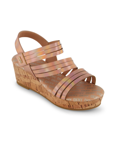 Dkny Little Girls Open Toe Wedge Sandals In Rose