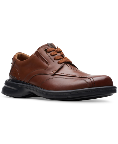 Clarks Kempton Run Mens Leather Laceu Oxfords In Dark Tan Leather