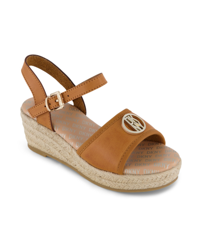 Dkny Kids' Big Girls Wedge Sandals In Cognac