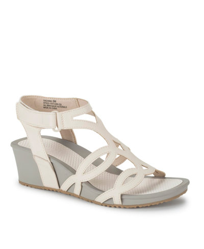 Baretraps Raeanne Womens Faux Leather Strappy Wedge Sandals In Cream