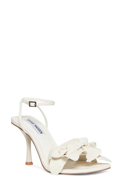 Steve Madden Amani White Flower Square Toe Ankle Strap High Heel Sandal Heels