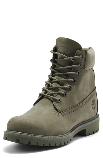 Timberland Men's Original Waterproof Premium Nubuck Boot In Dark Green Nubuck