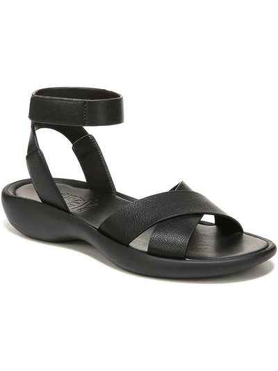Naturalizer Genn-climb Ankle Strap Sandals In Black Black Smooth Faux Leather