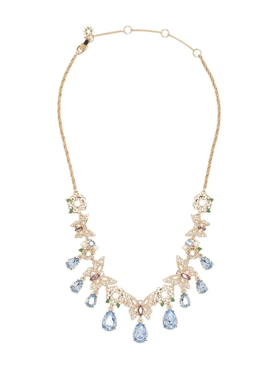 Marchesa Gold-tone Color Crystal & Imitation Pearl Filigree Butterfly Statement Necklace, 16" + 3" Extender