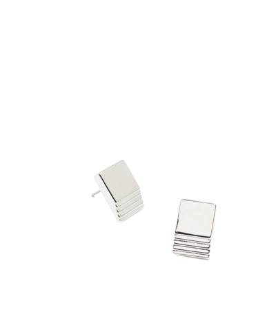 Vue By Sek Layered Square Stud Earrings In Grey