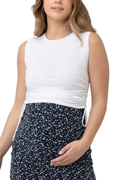 Ripe Maternity Jodie Ruched Rib Tank In White