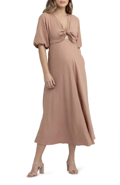Ripe Maternity Camille Tie Front Dress In Clay
