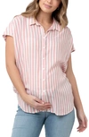 Ripe Maternity Ada Relaxed Shirt In Terracotta / White