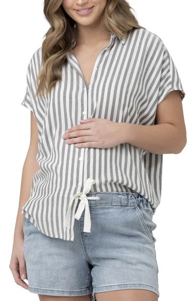 Ripe Maternity Ada Relaxed Shirt In Black / White