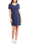 Ripe Maternity Crop Top Nursing Dress In Indigo / White