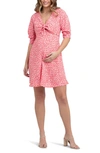 Ripe Maternity Harriet Tie Front Dress In Red / Lilac