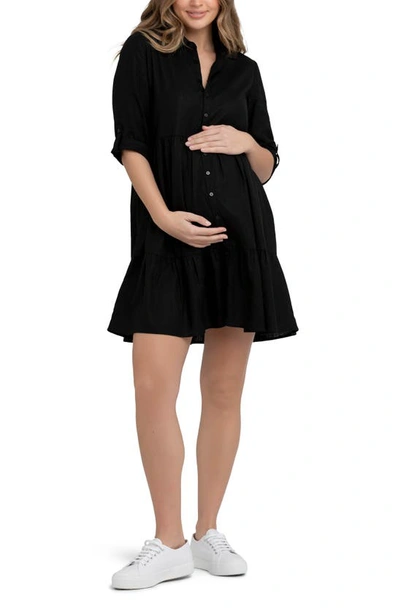 Ripe Maternity Adel Button Through Dress In Black